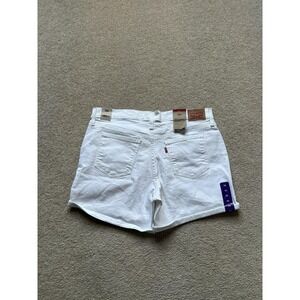 Levis Mid Length Shorts Womens 33 White Denim Mid Rise Slim Hip WaterLess